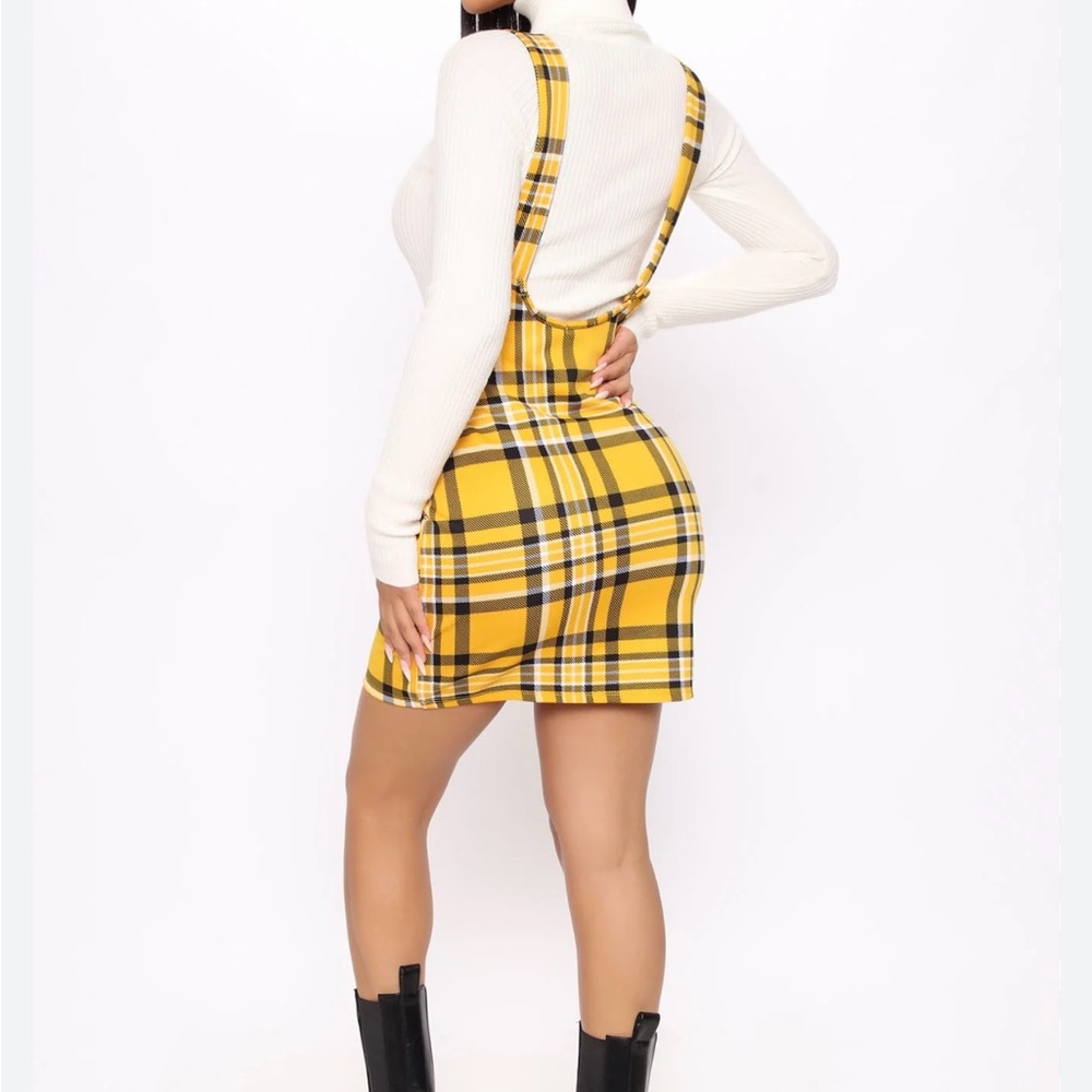 Yellow Plaid Mini Dress